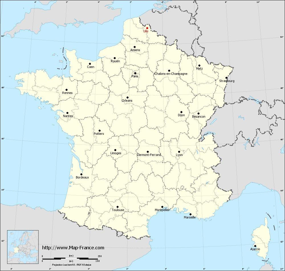 ipakita Lille sa mapa ng france