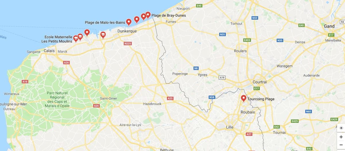 mapa ng Lille beach