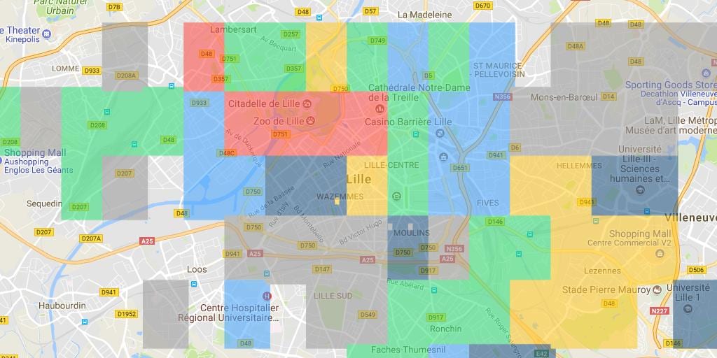 mapa ng Lille kapitbahayan