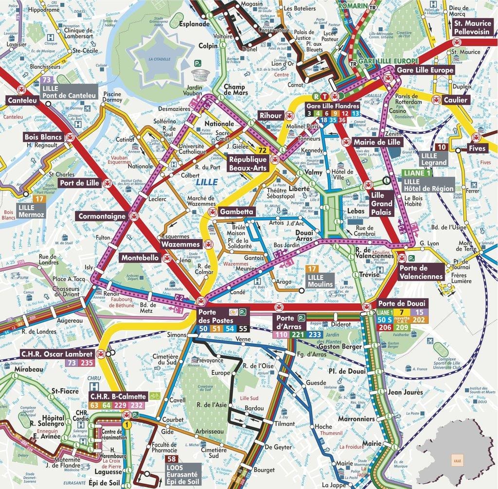 mapa ng kalye ng Lille france