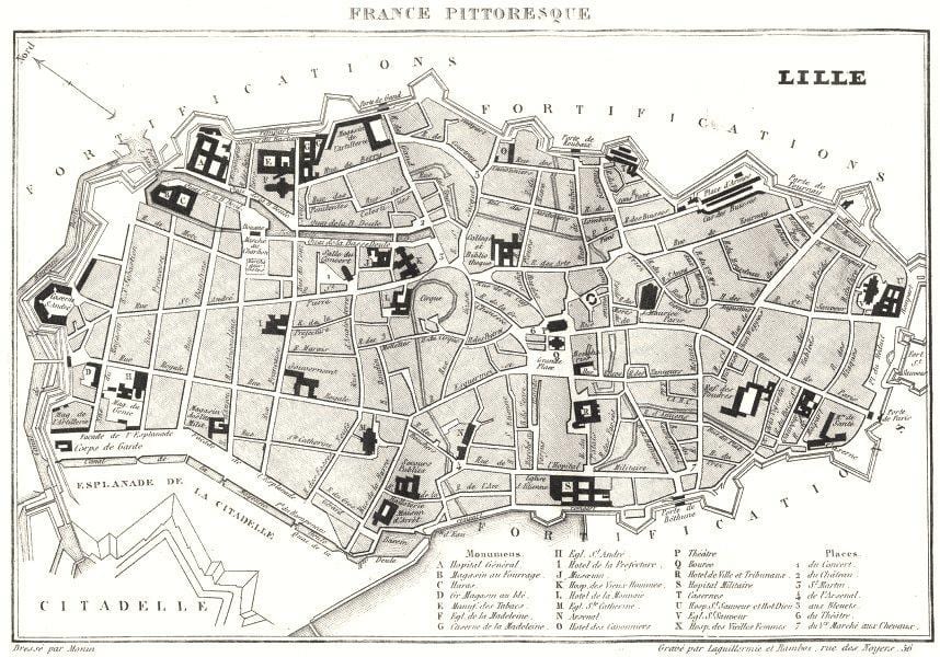 mapa ng Lille lumang bayan