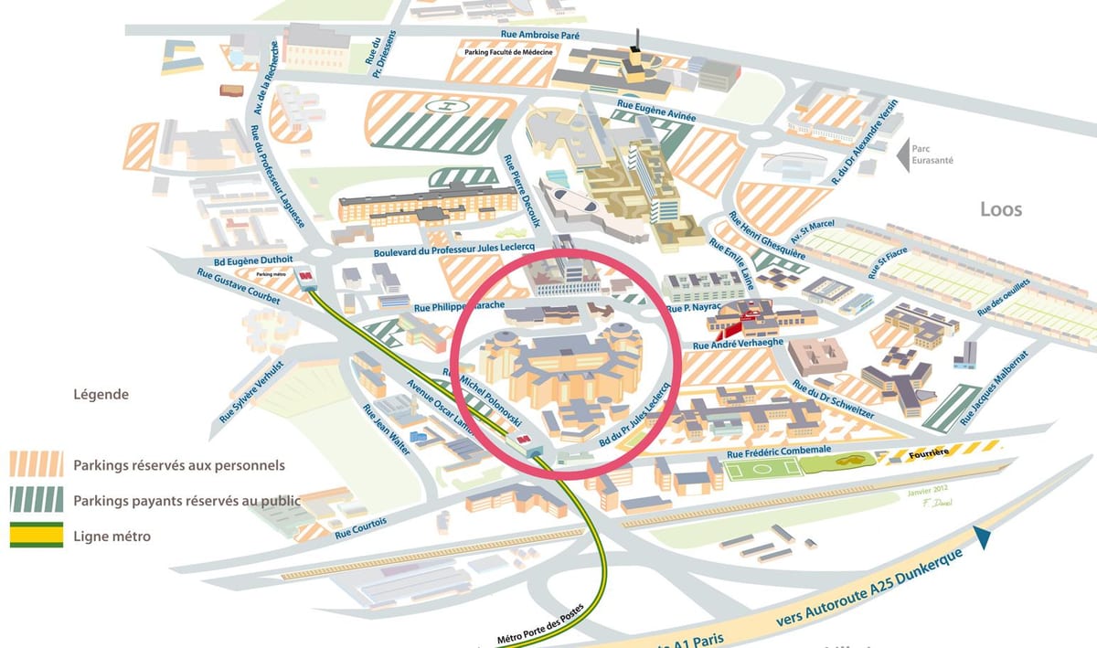 mapa ng Lille ospital 