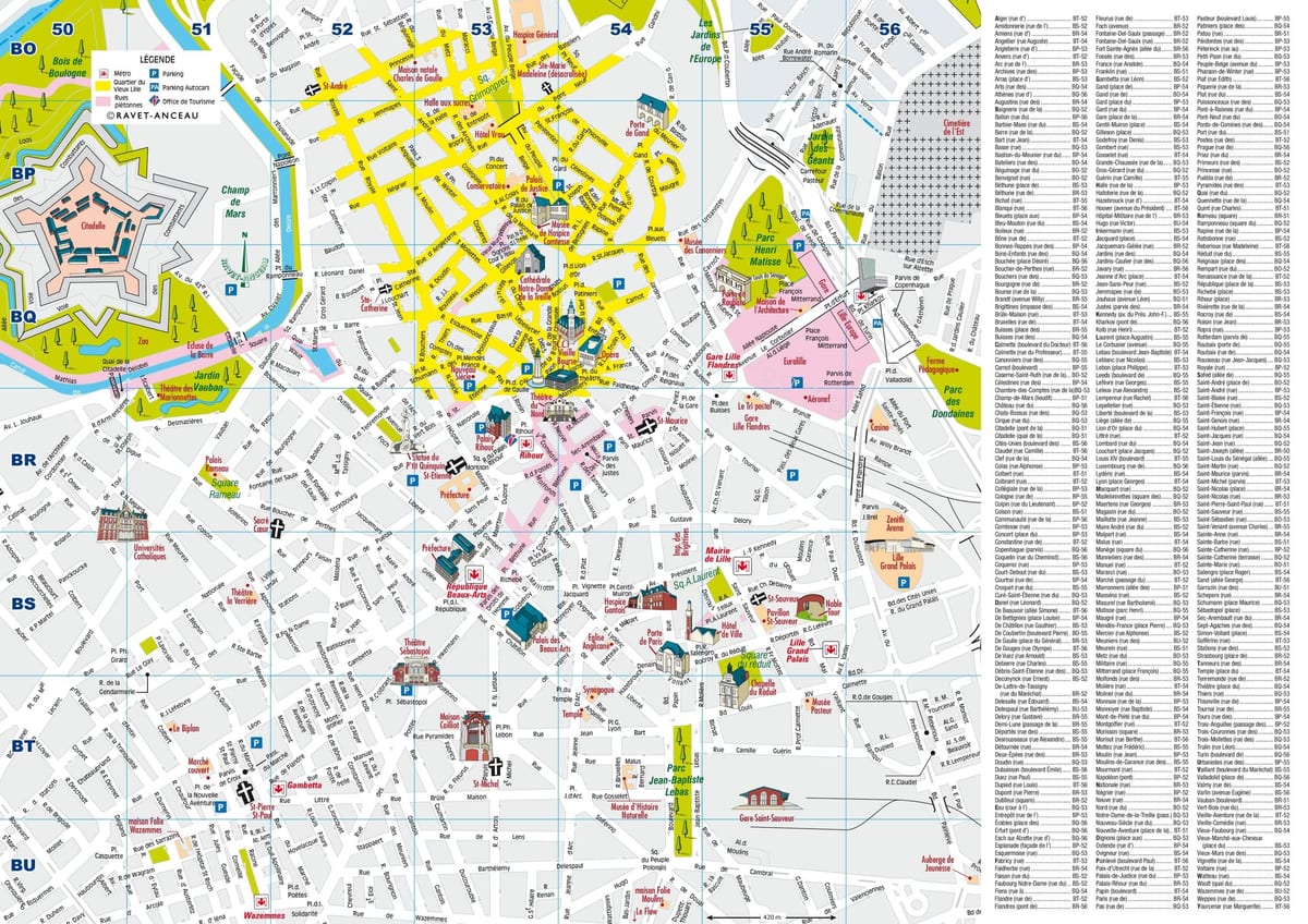 napi-print na mapa ng Lille city centre
