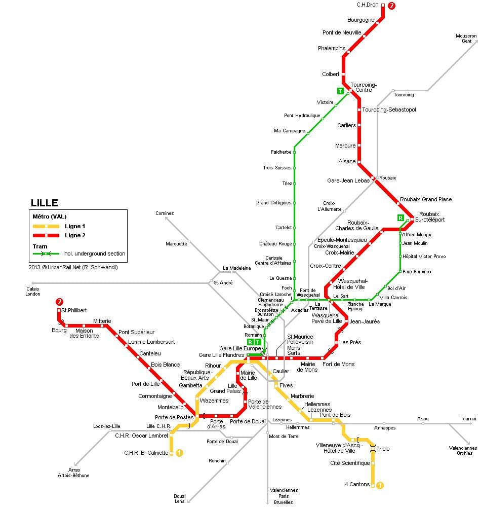 mapa ng Lille tren